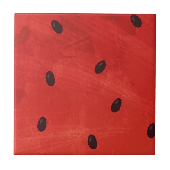 Cute Watercolor Watermelon Giant funny slice Tile (Front)