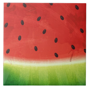 Cute Watercolor Watermelon Giant funny slice Tile