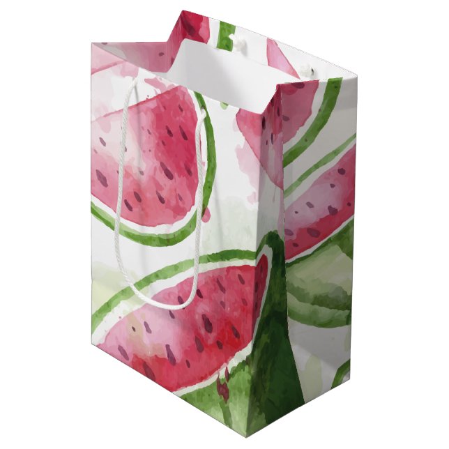Cute Watercolor Watermelon  Medium Gift Bag (Front Angled)