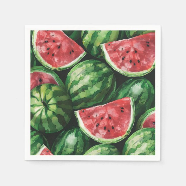 Cute Watercolor Watermelon Summer Napkin (Front)