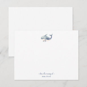 Cute watercolor whale Baby Thank You card