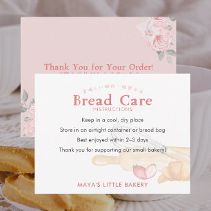 Cute Watercolor Whisk Pin Bread Care Instructions Thank You Card