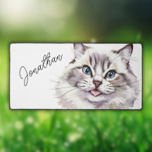 Cute Watercolor White Cat