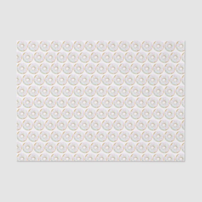 Cute Watercolor White Sprinkle Doughnuts Pattern Tissue Paper (Front)