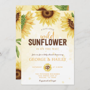 Cute Watercolor Wild Sunflower Baby Shower Invitation