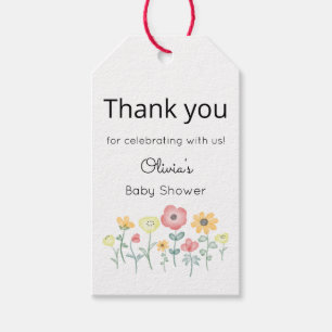 Cute Watercolor Wildflowers Thank You Baby Shower Gift Tags