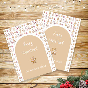 Cute Watercolor Winter Glowes Snowman Cookies Holiday Card