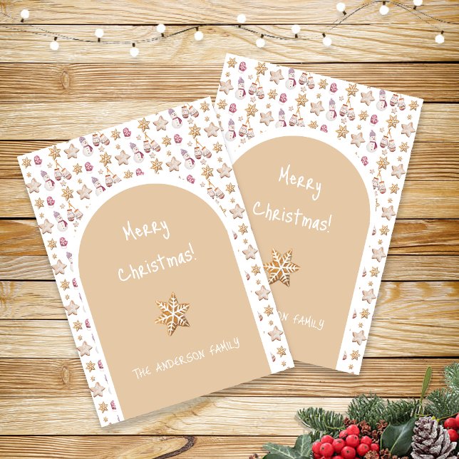 Cute Watercolor Winter Glowes Snowman Cookies Holiday Card (Creator Uploaded)