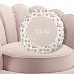 Cute Watercolor Winter Glowes Snowman Cookies Round Cushion<br><div class="desc">Watercolor hand-painted by Kredas.
Farmhouse country theme.</div>
