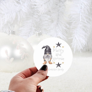 Cute Watercolor Winter Gnome Christmas Classic Round Sticker