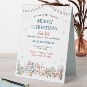 Cute Watercolor Winter Holiday Christmas Market