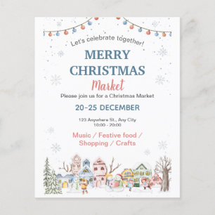 Cute Watercolor Winter Holiday Christmas Market  Flyer