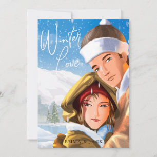 Cute Watercolor Winter Love Holiday Card
