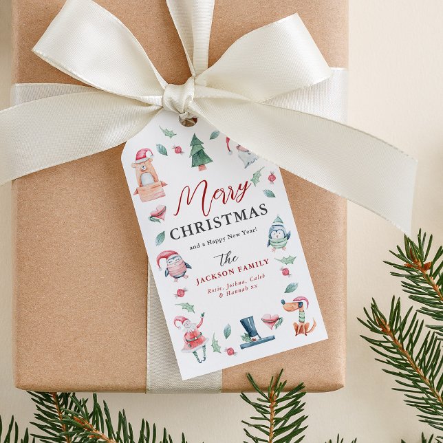 Cute Watercolor Winter Merry Christmas  Gift Tags (Creator Uploaded)