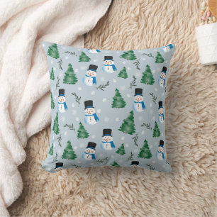 Cute Watercolor Winter Snow Pattern Cushion