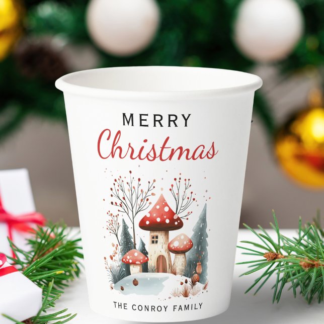 Cute Watercolor Winter Woodland Personalised  Paper Cups (Creator Uploaded)