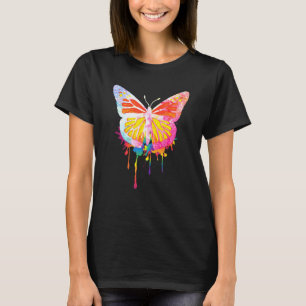 Cute Watercolor Womens Monarch Butterfly Colourful T-Shirt