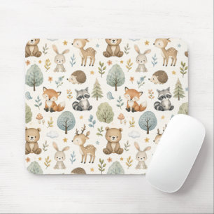Cute Watercolor Woodland Animals - Cottagecore Mouse Mat