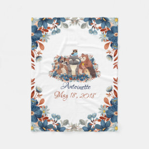 Cute Watercolor Woodland Animals Fleece Blanket