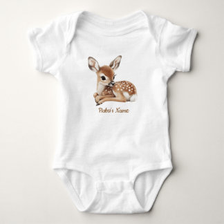 Cute Watercolor Woodland Deer Baby Bodysuit