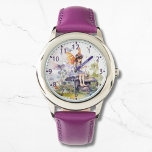 Cute Watercolor Woodland Fairy Butterfly Floral Watch<br><div class="desc">Cute Watercolor Woodland Fairy Butterfly Floral Kids Girly eWatch Watches features a cute woodland fairy with butterflies and flowers. Created by Evco Studio www.zazzle.com/store/evcostudio</div>