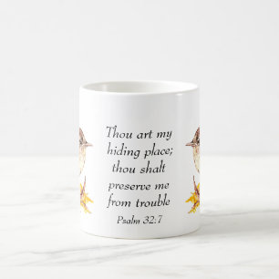 Cute Watercolor Wren Bird Bible Scripture Ps 32:7 Coffee Mug