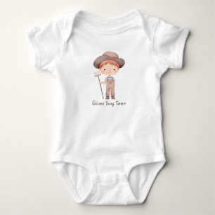 Cute Watercolor Young Farmer Boy Baby Bodysuit