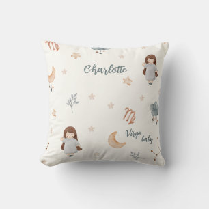 Cute Watercolor Zodiac sign Virgo Cushion