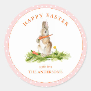 Cute watercolorEaster Bunny  Classic Round Sticker