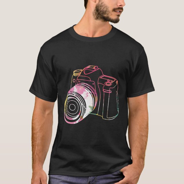 cute watercolored photography camera lens photo ph T-Shirt (Front)