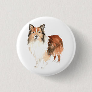 Cute Watercolors Shetland Sheepdog 3 Cm Round Badge