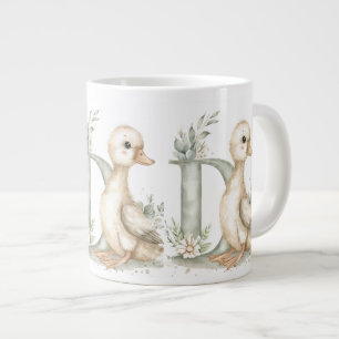 Cute watercolour baby animal alphabet Duckling Large Coffee Mug