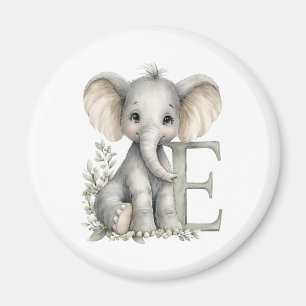 Cute watercolour baby animal alphabet Elephant Magnet