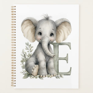 Cute watercolour baby animal alphabet Elephant Planner