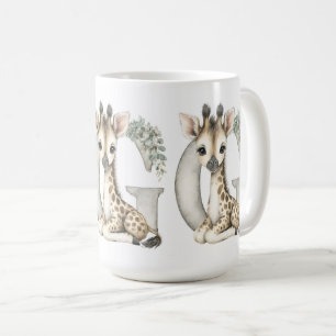 Cute watercolour baby animal alphabet Giraffe Coffee Mug