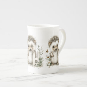Cute watercolour baby animal alphabet Hedgehog Bone China Mug