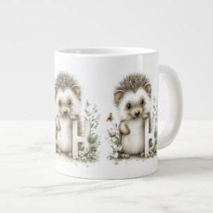 Cute watercolour baby animal alphabet Hedgehog Large Coffee Mug