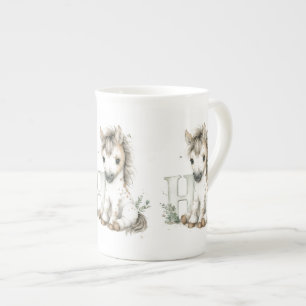 Cute watercolour baby animal alphabet Horse Bone China Mug