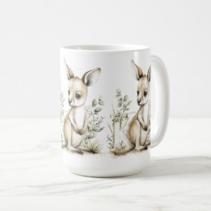Cute watercolour baby animal alphabet Kangaroo Coffee Mug