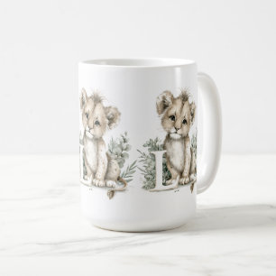 Cute watercolour baby animal alphabet Lion Coffee Mug