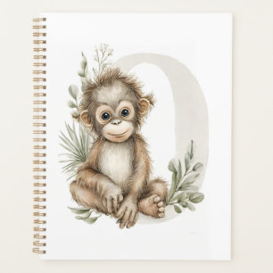 Cute watercolour baby animal alphabet Orangutan Planner