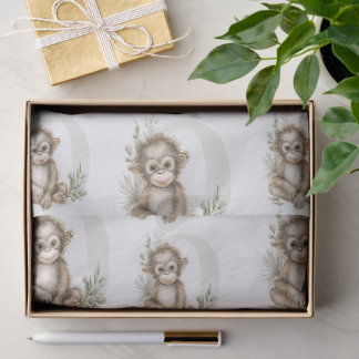 Cute watercolour baby animal alphabet Orangutan Tissue Paper