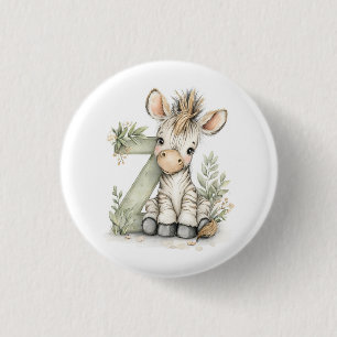 Cute watercolour baby animal alphabet Zebra 3 Cm Round Badge