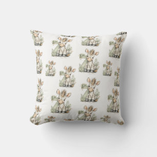 Cute watercolour baby animal alphabet Zebra Cushion