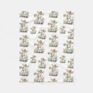 Cute watercolour baby animal alphabet Zebra Fleece Blanket