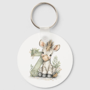 Cute watercolour baby animal alphabet Zebra Key Ring