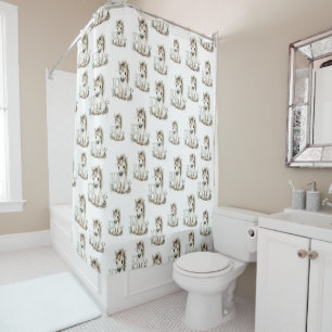 Cute Watercolour Baby Animals Alphabet Horse Shower Curtain