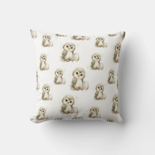 Cute Watercolour Baby Animals Alphabet Owl Cushion