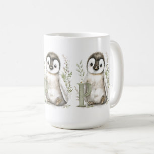 Cute Watercolour Baby Animals Alphabet Penguin Coffee Mug