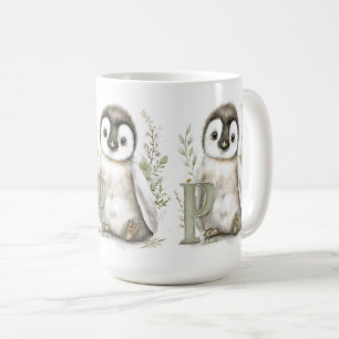 Cute Watercolour Baby Animals Alphabet Penguin Coffee Mug